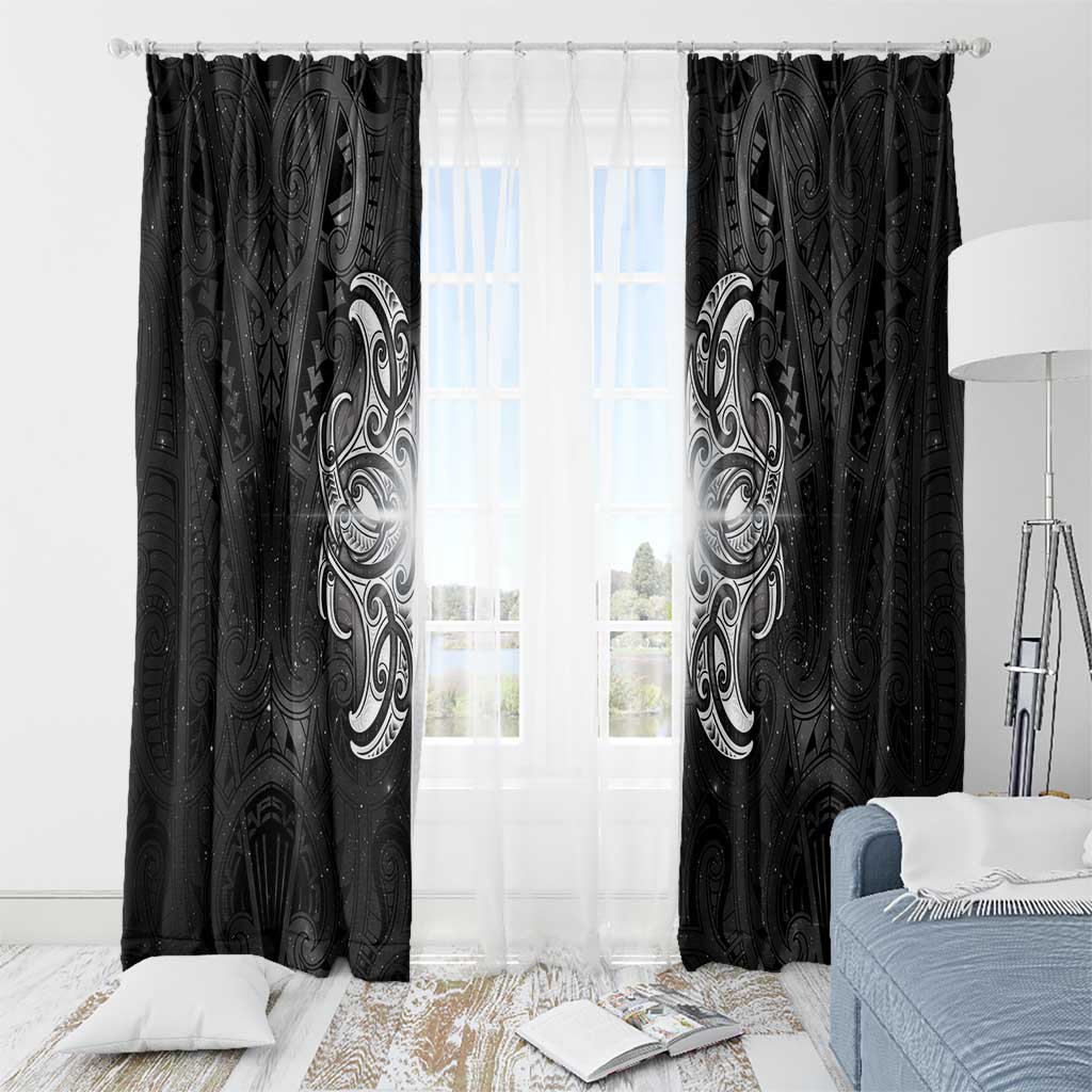 New Zealand Matariki Window Curtain Maori Moko Black Galaxy