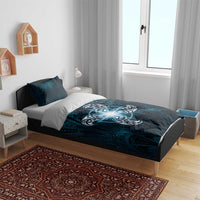 New Zealand Matariki Waita Bedding Set Maori Moko Dark Blue Galaxy