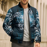 New Zealand Matariki Waita Bomber Puffer Jacket Maori Moko Dark Blue Galaxy LT05 - Polynesian Pride
