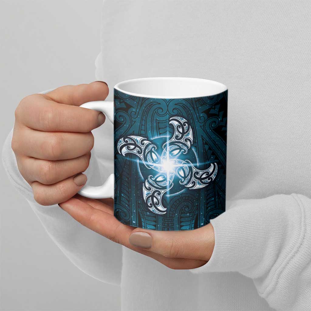 New Zealand Matariki Waita Ceramic Mug Maori Moko Dark Blue Galaxy