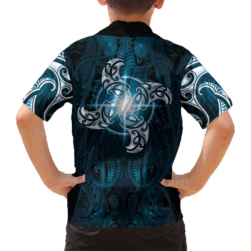New Zealand Matariki Waita Family Matching Mermaid Dress and Hawaiian Shirt Maori Moko Dark Blue Galaxy LT05 - Polynesian Pride