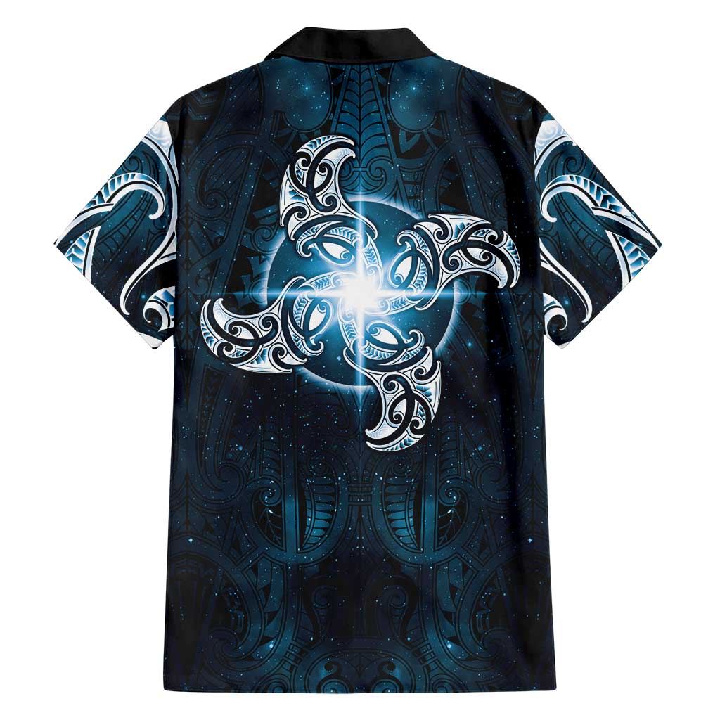 New Zealand Matariki Waita Family Matching Mermaid Dress and Hawaiian Shirt Maori Moko Dark Blue Galaxy LT05 - Polynesian Pride