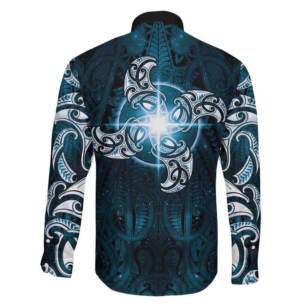 New Zealand Matariki Waita Family Matching Mermaid Dress and Hawaiian Shirt Maori Moko Dark Blue Galaxy LT05 - Polynesian Pride