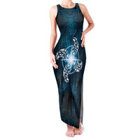 New Zealand Matariki Waita Family Matching Tank Maxi Dress and Hawaiian Shirt Maori Moko Dark Blue Galaxy