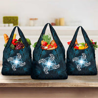 New Zealand Matariki Waita Grocery Bag Maori Moko Dark Blue Galaxy