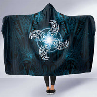 New Zealand Matariki Waita Hooded Blanket Maori Moko Dark Blue Galaxy