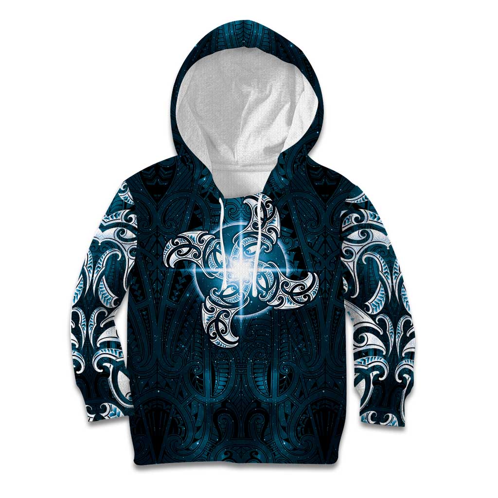 New Zealand Matariki Waita Kid Hoodie Maori Moko Dark Blue Galaxy