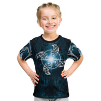 New Zealand Matariki Waita Kid T Shirt Maori Moko Dark Blue Galaxy
