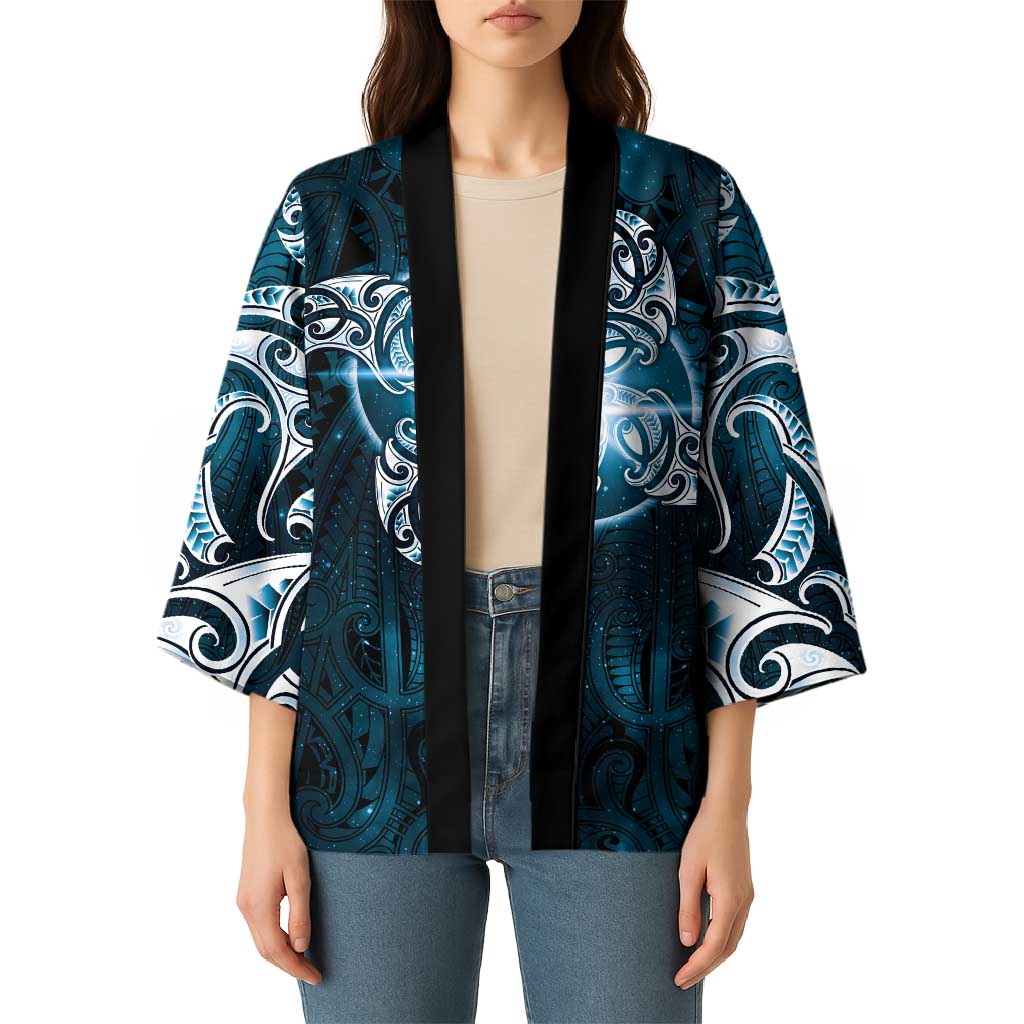 New Zealand Matariki Waita Kimono Maori Moko Dark Blue Galaxy