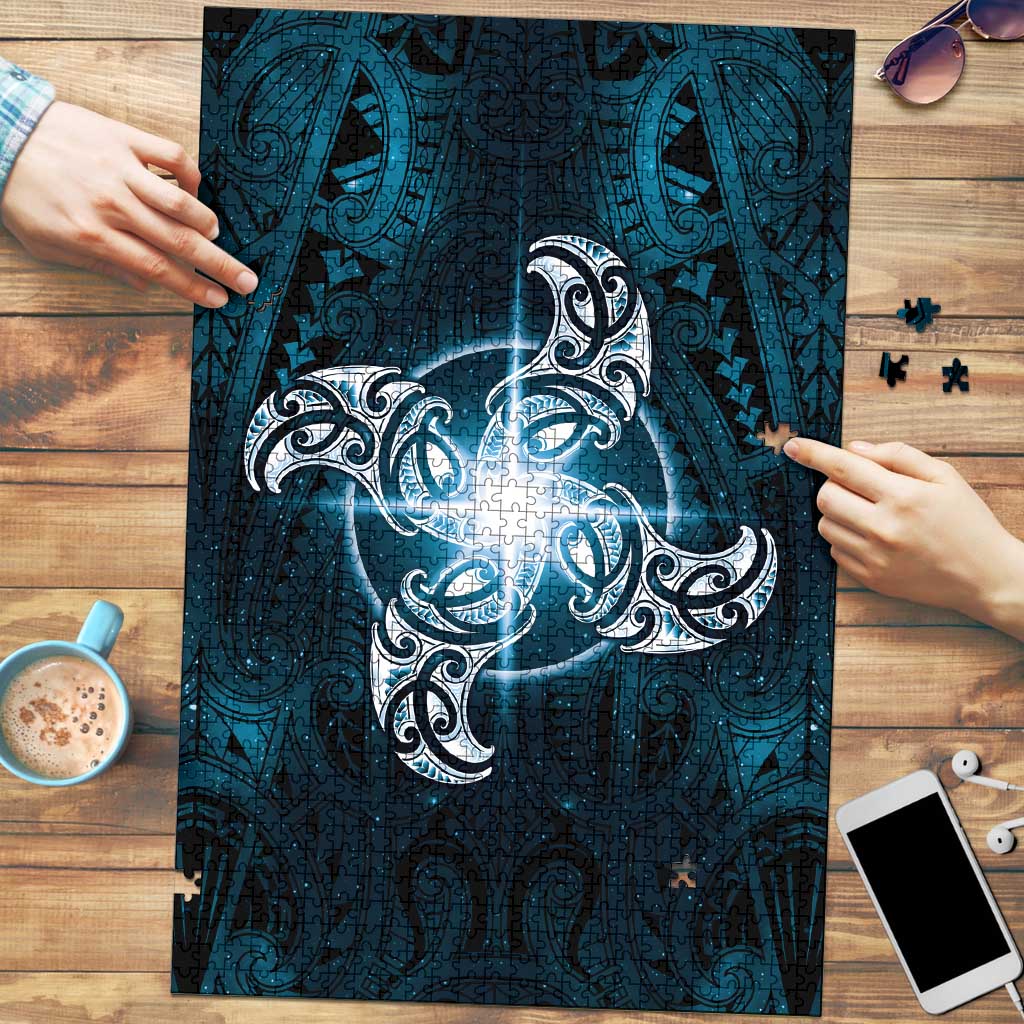 New Zealand Matariki Waita Puzzle Maori Moko Dark Blue Galaxy