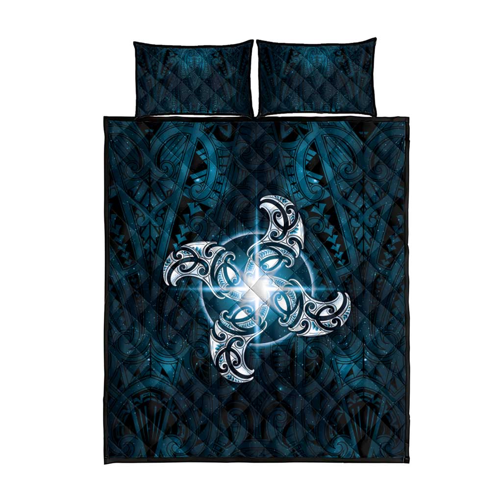 New Zealand Matariki Waita Quilt Bed Set Maori Moko Dark Blue Galaxy