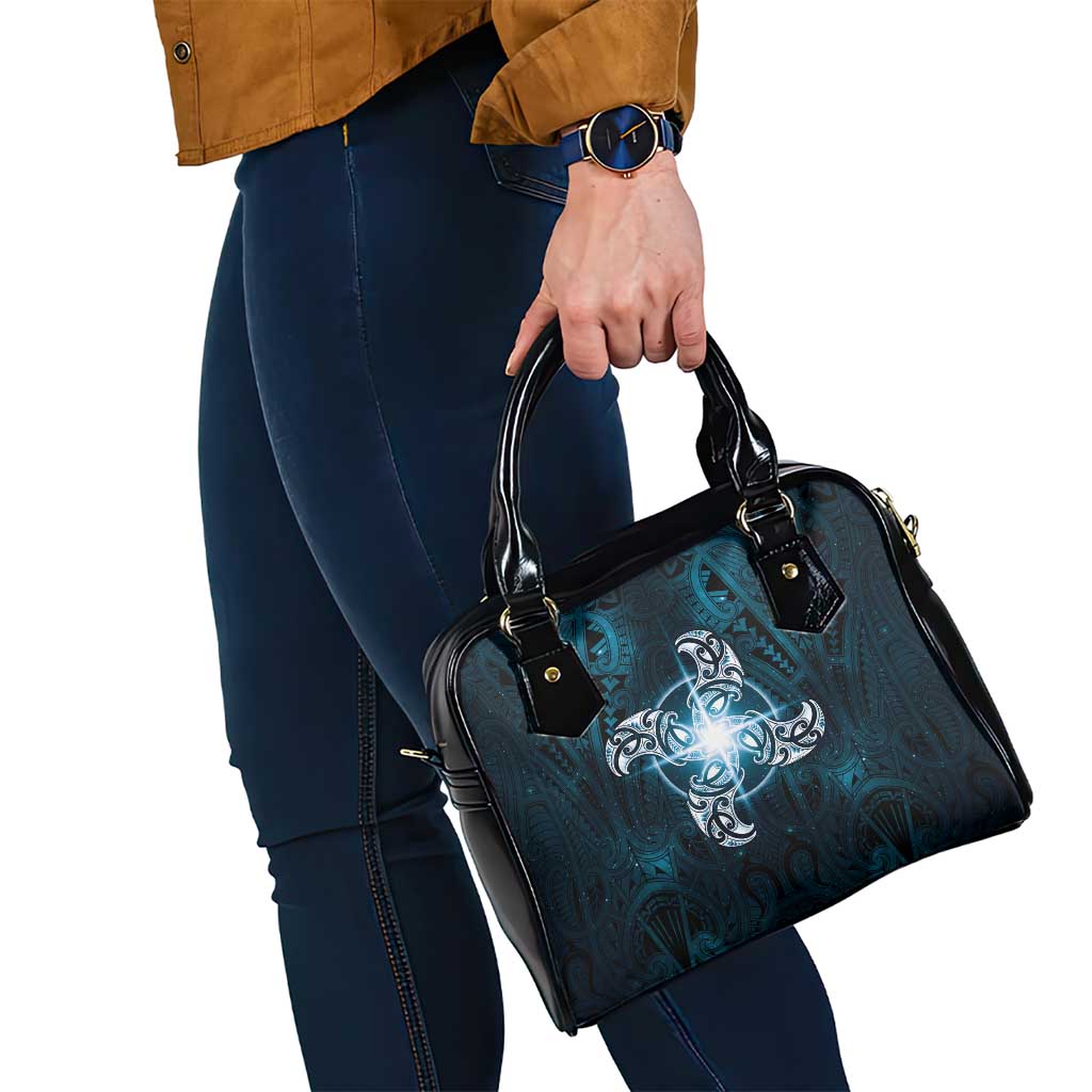 New Zealand Matariki Waita Shoulder Handbag Maori Moko Dark Blue Galaxy