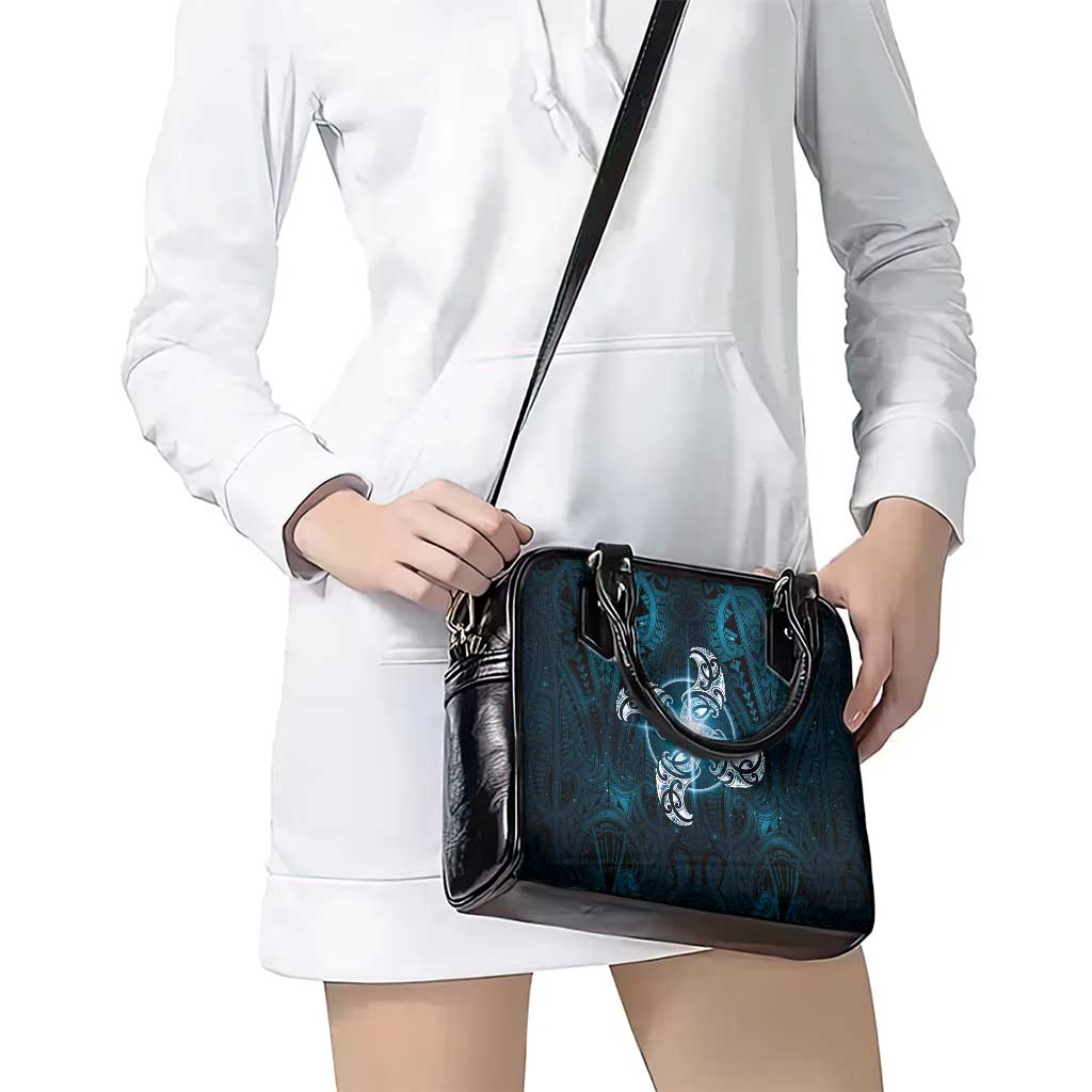 New Zealand Matariki Waita Shoulder Handbag Maori Moko Dark Blue Galaxy