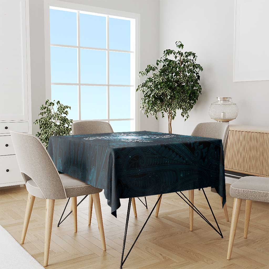 New Zealand Matariki Waita Tablecloth Maori Moko Dark Blue Galaxy