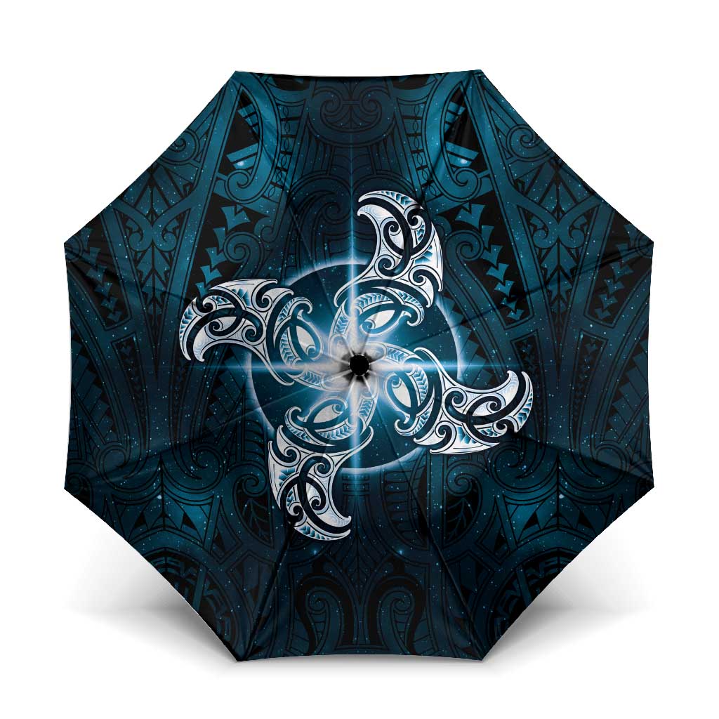 New Zealand Matariki Waita Umbrella Maori Moko Dark Blue Galaxy LT05 One Size Folded 11.42 inch Opened Diameter 37.4 inch Blue - Polynesian Pride