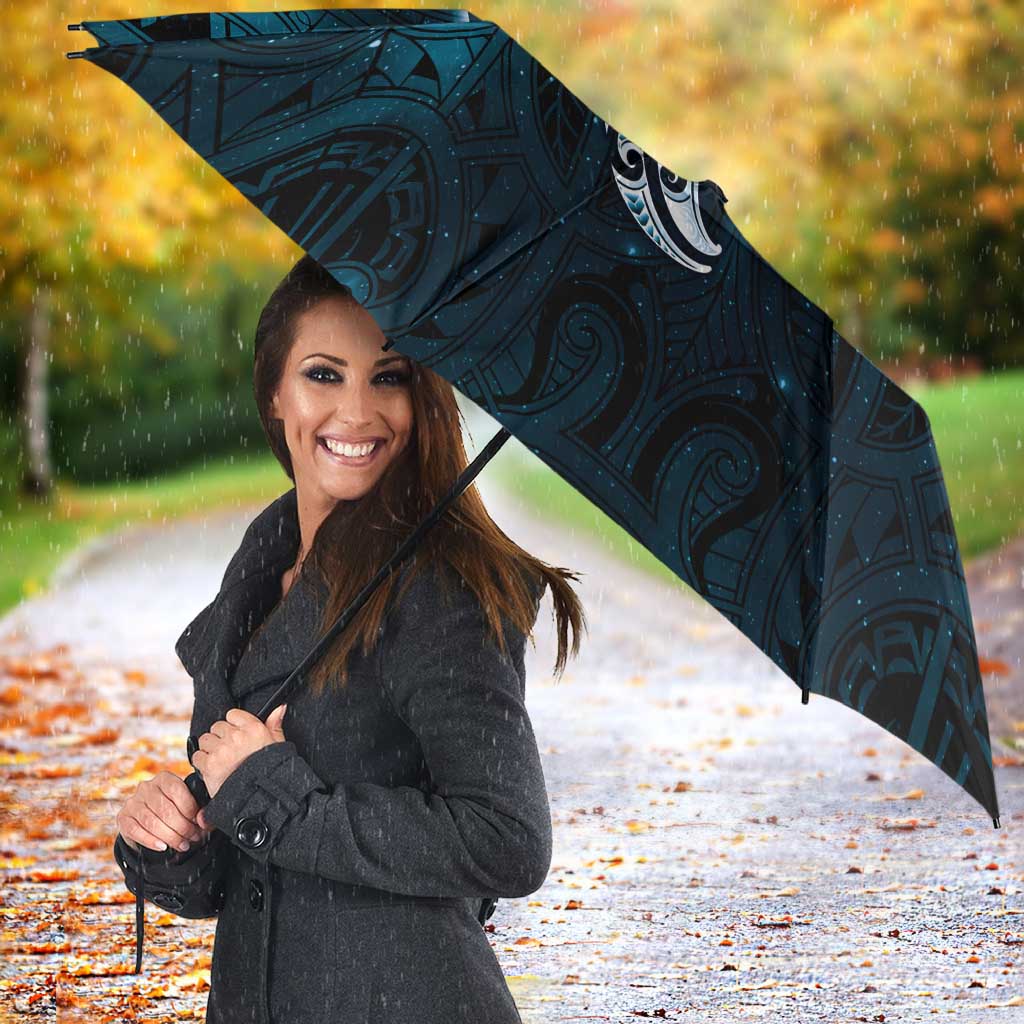 New Zealand Matariki Waita Umbrella Maori Moko Dark Blue Galaxy LT05 - Polynesian Pride