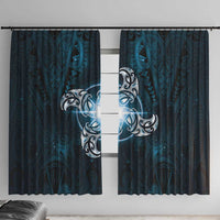 New Zealand Matariki Waita Window Curtain Maori Moko Dark Blue Galaxy