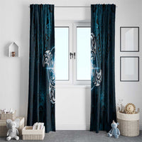 New Zealand Matariki Waita Window Curtain Maori Moko Dark Blue Galaxy