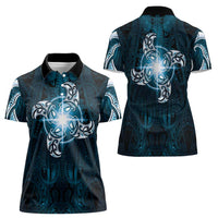 New Zealand Matariki Waita Women Polo Shirt Maori Moko Dark Blue Galaxy