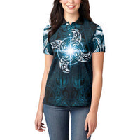 New Zealand Matariki Waita Women Polo Shirt Maori Moko Dark Blue Galaxy