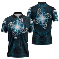 New Zealand Matariki Waita Zipper Polo Shirt Maori Moko Dark Blue Galaxy LT05 - Polynesian Pride