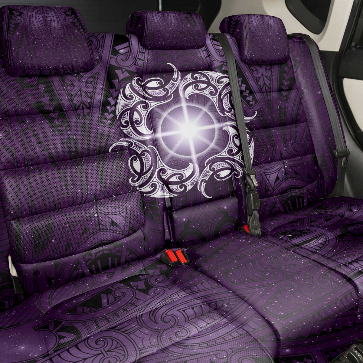 New Zealand Matariki Waipunarangi Back Car Seat Cover Maori Moko Purple Galaxy
