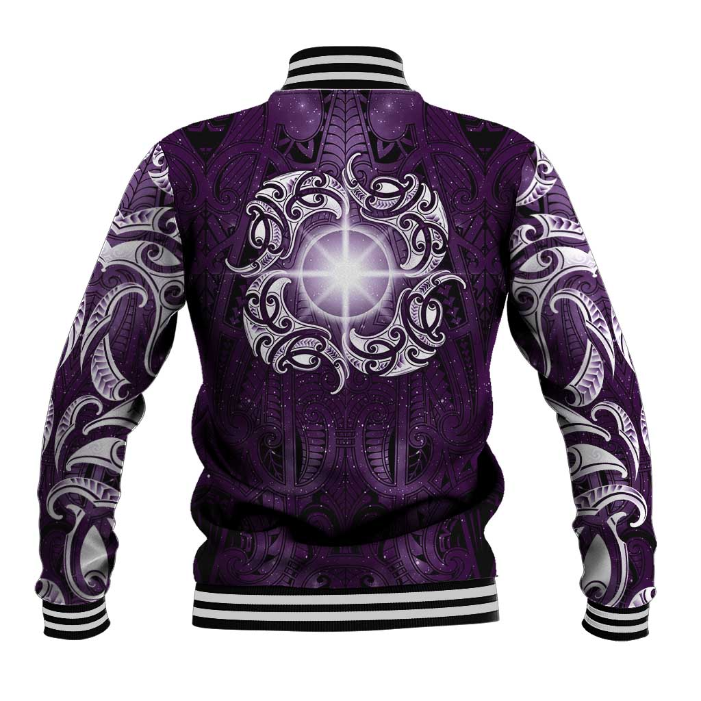 New Zealand Matariki Waipunarangi Baseball Jacket Maori Moko Purple Galaxy LT05 - Polynesian Pride