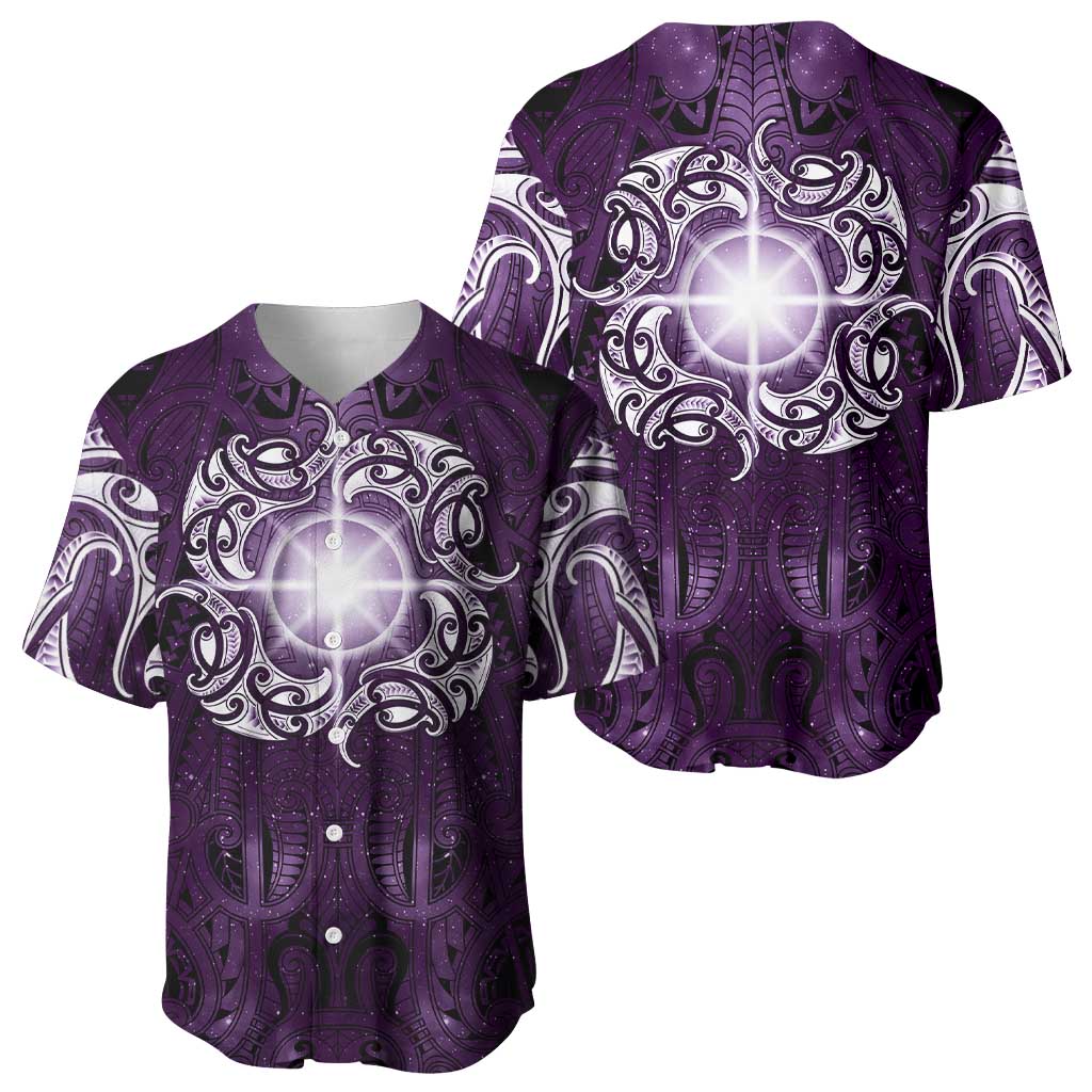 New Zealand Matariki Waipunarangi Baseball Jersey Maori Moko Purple Galaxy