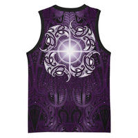 New Zealand Matariki Waipunarangi Basketball Jersey Maori Moko Purple Galaxy