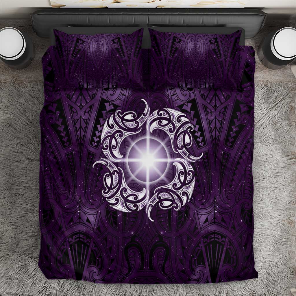 New Zealand Matariki Waipunarangi Bedding Set Maori Moko Purple Galaxy LT05 Purple - Polynesian Pride