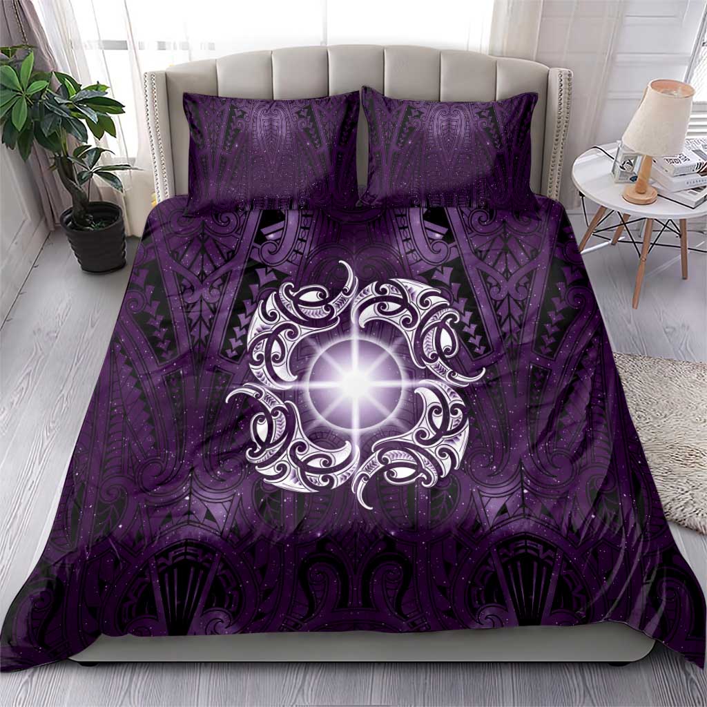 New Zealand Matariki Waipunarangi Bedding Set Maori Moko Purple Galaxy LT05 - Polynesian Pride