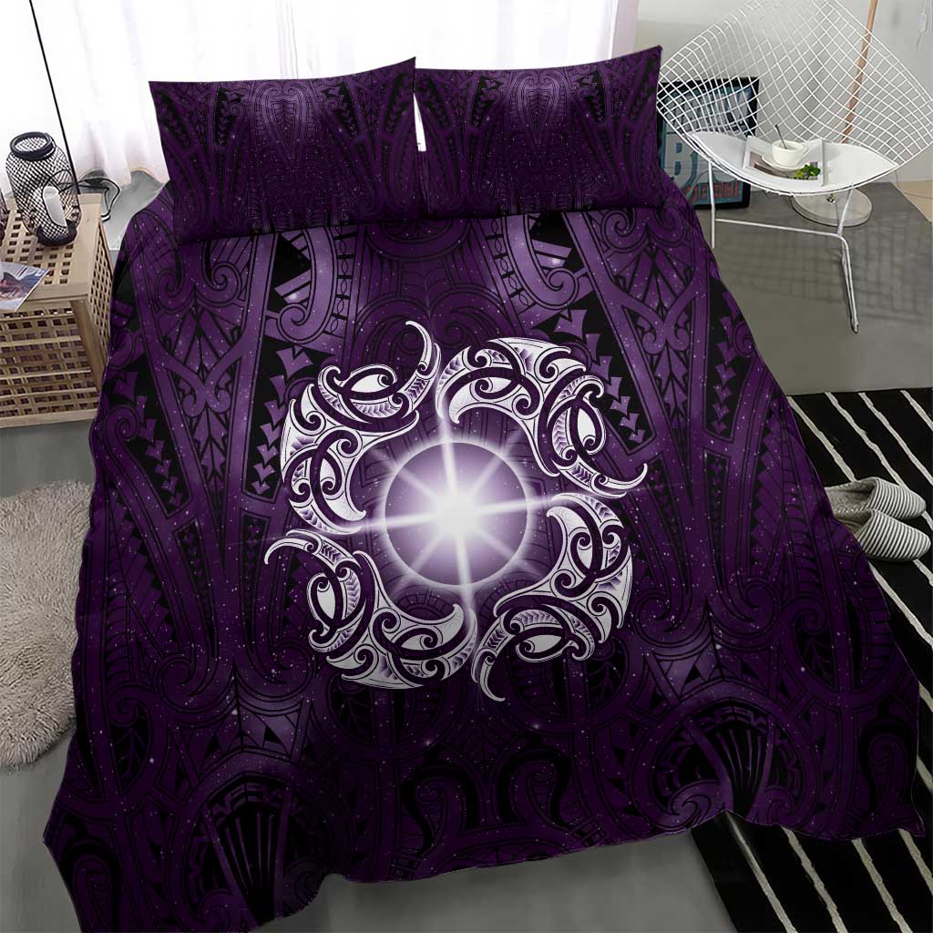 New Zealand Matariki Waipunarangi Bedding Set Maori Moko Purple Galaxy LT05 - Polynesian Pride
