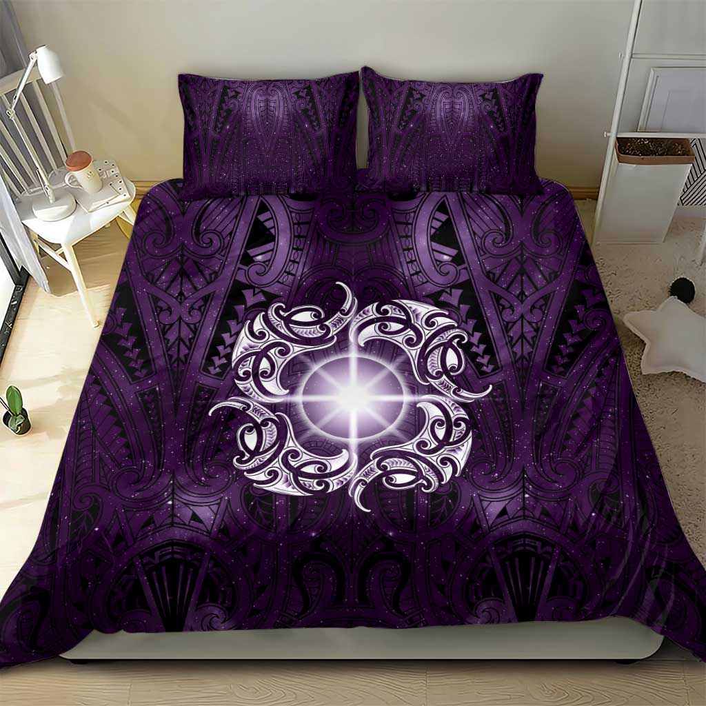 New Zealand Matariki Waipunarangi Bedding Set Maori Moko Purple Galaxy LT05 - Polynesian Pride