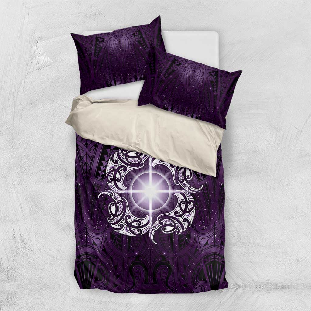 New Zealand Matariki Waipunarangi Bedding Set Maori Moko Purple Galaxy LT05 US Twin 172cm x 218cm Purple - Polynesian Pride