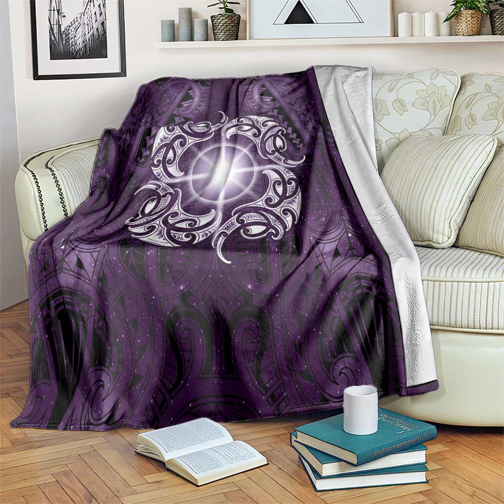 New Zealand Matariki Waipunarangi Blanket Maori Moko Purple Galaxy LT05 Purple - Polynesian Pride
