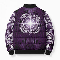 New Zealand Matariki Waipunarangi Bomber Puffer Jacket Maori Moko Purple Galaxy