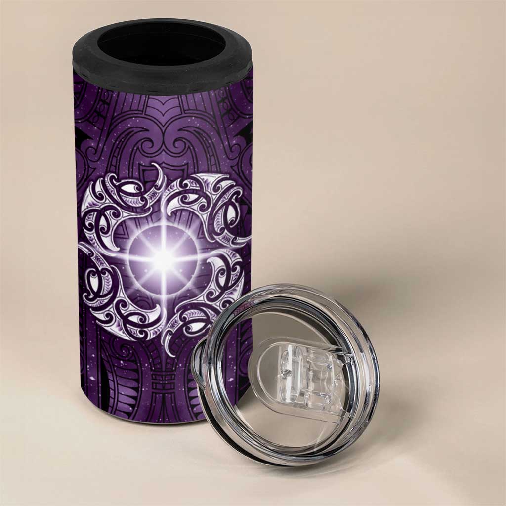 New Zealand Matariki Waipunarangi 4 in 1 Can Cooler Tumbler Maori Moko Purple Galaxy