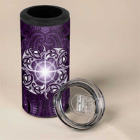 New Zealand Matariki Waipunarangi 4 in 1 Can Cooler Tumbler Maori Moko Purple Galaxy