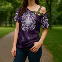 New Zealand Matariki Waipunarangi Cross Shoulder Shirt Maori Moko Purple Galaxy