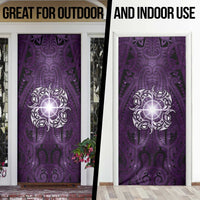 New Zealand Matariki Waipunarangi Door Cover Maori Moko Purple Galaxy