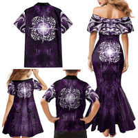 New Zealand Matariki Waipunarangi Family Matching Mermaid Dress and Hawaiian Shirt Maori Moko Purple Galaxy LT05 - Polynesian Pride