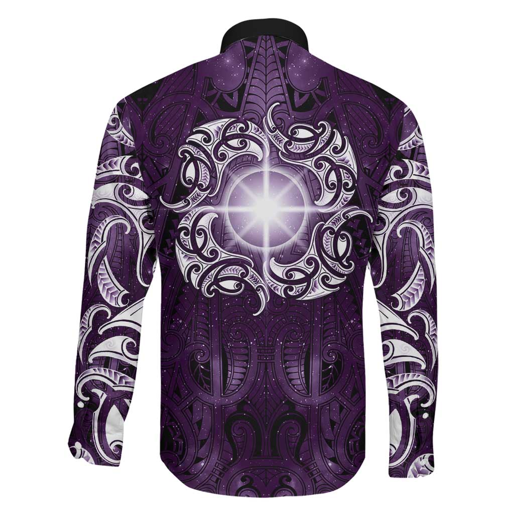 New Zealand Matariki Waipunarangi Family Matching Mermaid Dress and Hawaiian Shirt Maori Moko Purple Galaxy LT05 - Polynesian Pride