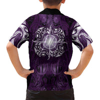 New Zealand Matariki Waipunarangi Family Matching Puletasi and Hawaiian Shirt Maori Moko Purple Galaxy LT05 - Polynesian Pride