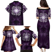 New Zealand Matariki Waipunarangi Family Matching Puletasi and Hawaiian Shirt Maori Moko Purple Galaxy LT05 - Polynesian Pride