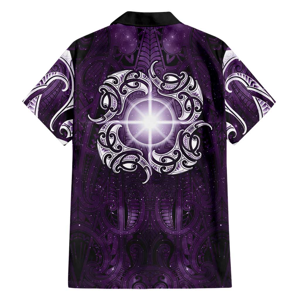 New Zealand Matariki Waipunarangi Family Matching Puletasi and Hawaiian Shirt Maori Moko Purple Galaxy LT05 - Polynesian Pride