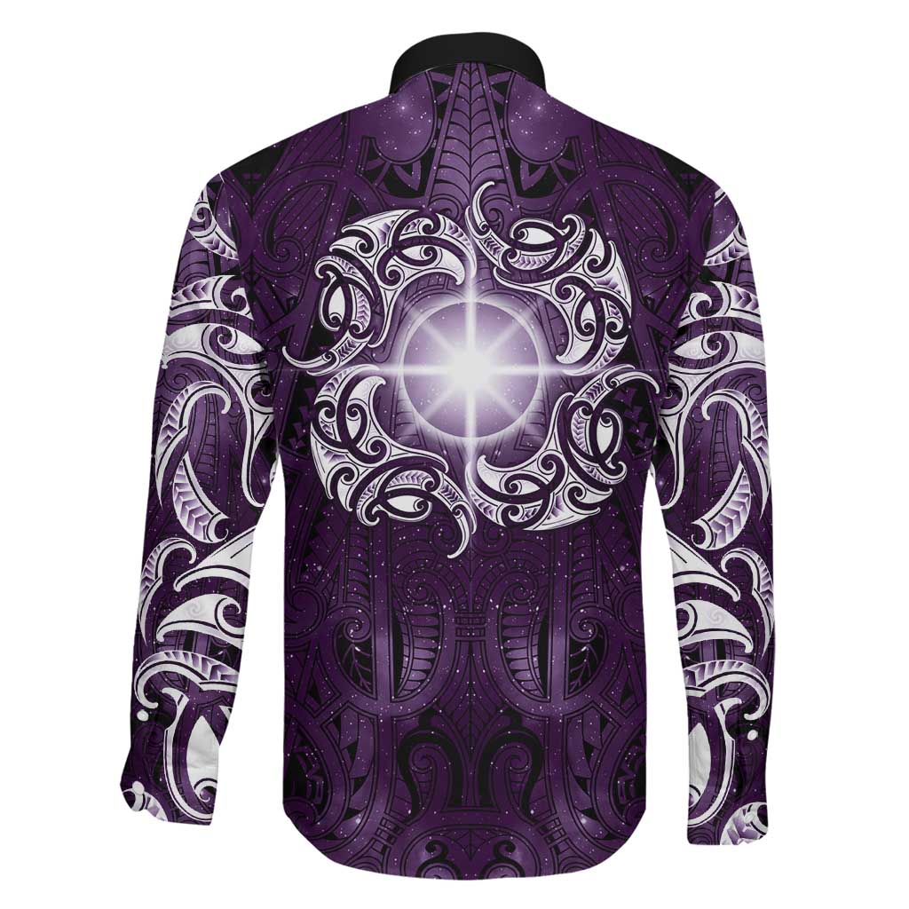 New Zealand Matariki Waipunarangi Family Matching Puletasi and Hawaiian Shirt Maori Moko Purple Galaxy LT05 - Polynesian Pride