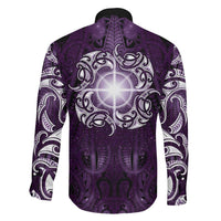 New Zealand Matariki Waipunarangi Family Matching Puletasi and Hawaiian Shirt Maori Moko Purple Galaxy LT05 - Polynesian Pride