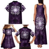 New Zealand Matariki Waipunarangi Family Matching Tank Maxi Dress and Hawaiian Shirt Maori Moko Purple Galaxy