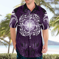 New Zealand Matariki Waipunarangi Hawaiian Shirt Maori Moko Purple Galaxy