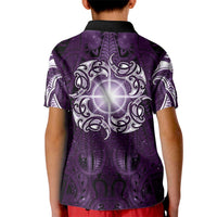 New Zealand Matariki Waipunarangi Kid Polo Shirt Maori Moko Purple Galaxy